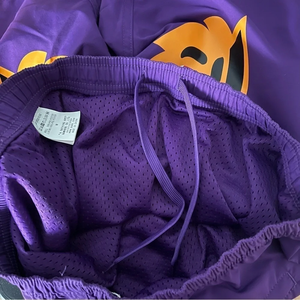 BAPE Purple Tiger SHORTS sz M Bathing Ape Japan Polyester Elastic Waist